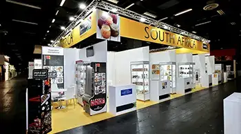 Impressive pavilion stand setup offering a sophisticated and functional space for exhibitions.